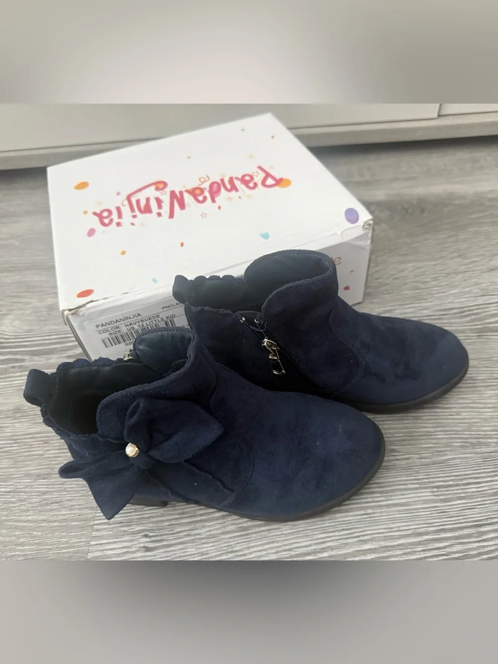 Toddler Navy Bow Ankle Boots
